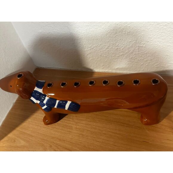 Ceramic Dachshund Menorah Hanukkah Weiner Dog - Picture 2 of 4